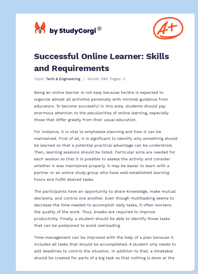 Successful Online Learner: Skills and Requirements. Page 1