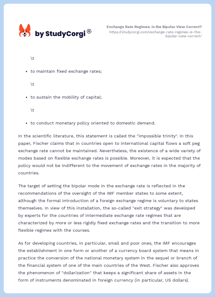 Exchange Rate Regimes: Is the Bipolar View Correct?. Page 2
