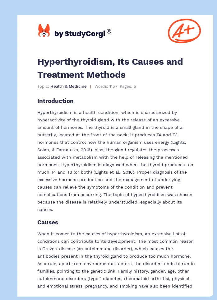 Hyperthyroidism, Its Causes and Treatment Methods. Page 1