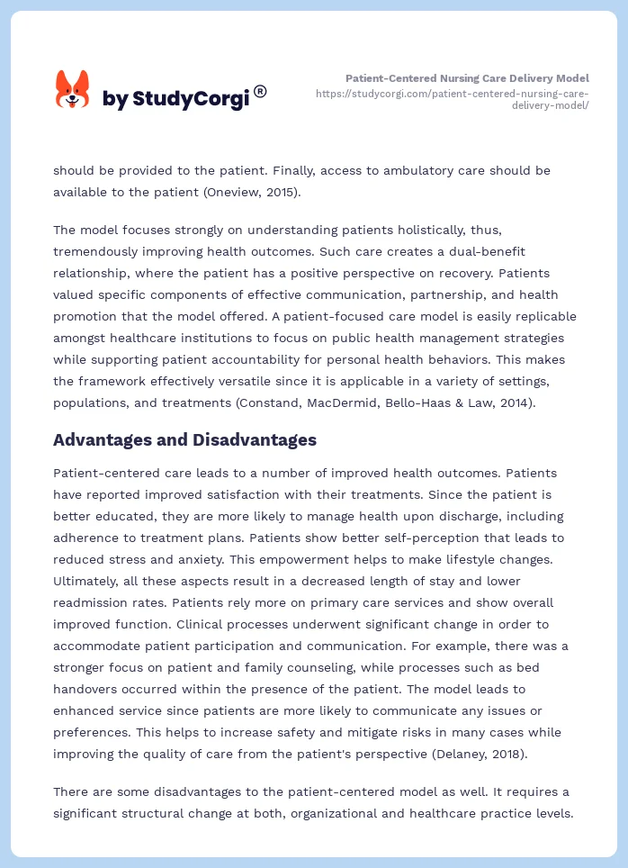 Patient-Centered Nursing Care Delivery Model. Page 2