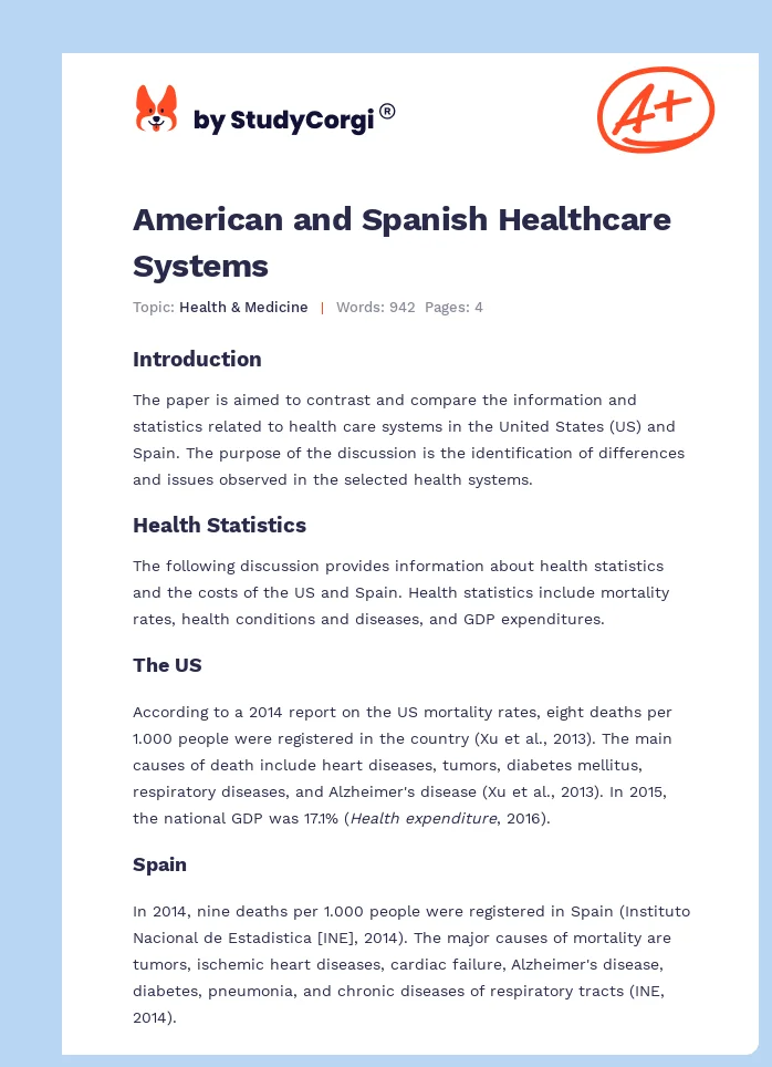 American and Spanish Healthcare Systems. Page 1