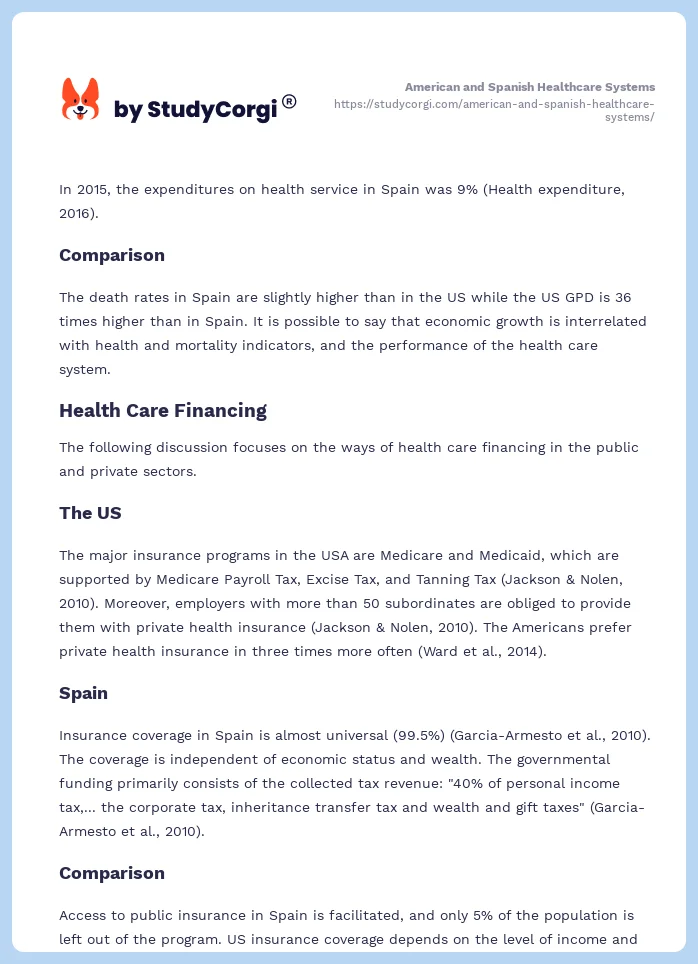 American and Spanish Healthcare Systems. Page 2