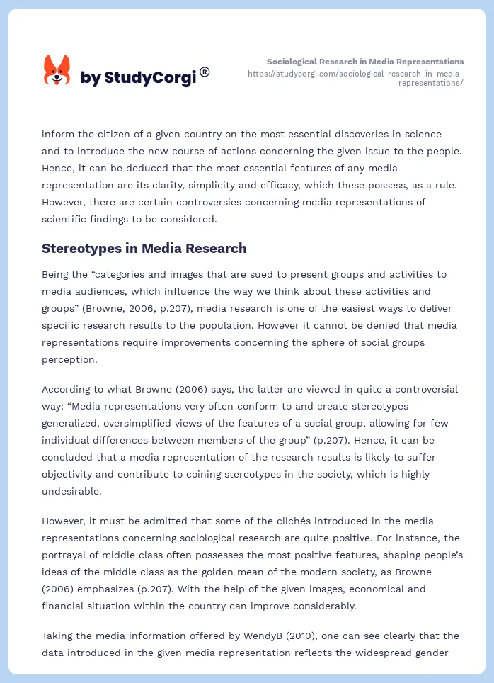 Sociological Research in Media Representations. Page 2