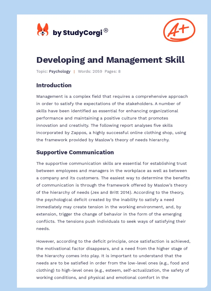 Developing and Management Skill. Page 1