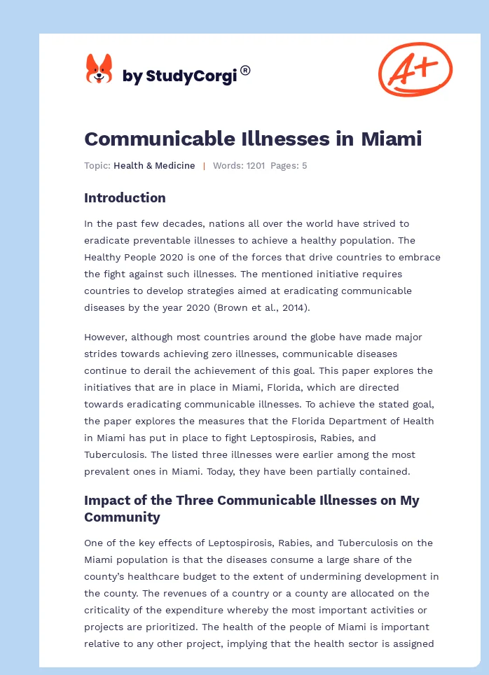 Communicable Illnesses in Miami. Page 1