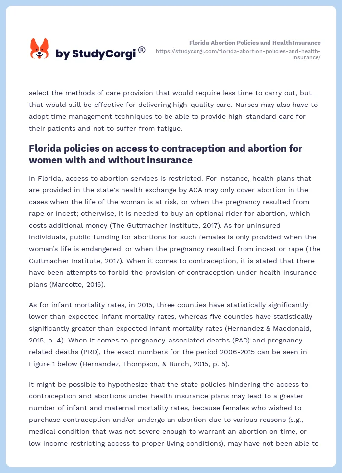 Florida Abortion Policies and Health Insurance. Page 2