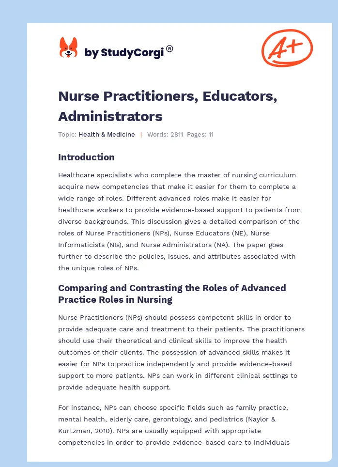 Nurse Practitioners, Educators, Administrators. Page 1